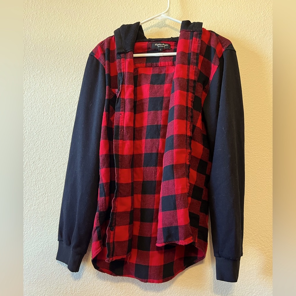 Eighty Eight- Platinum Large Red Flannel Jacket w/ Hoodie